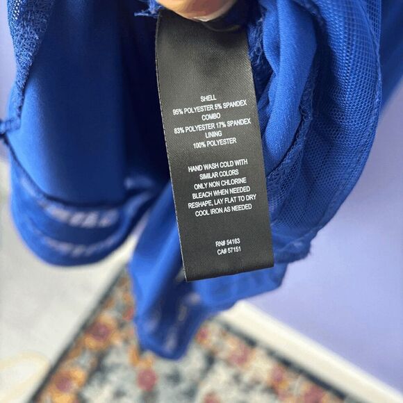 Women's Jessica Howard Dress Midi Tie Around Waist High Neck Short Sleeve Blue - Picture 5 of 9